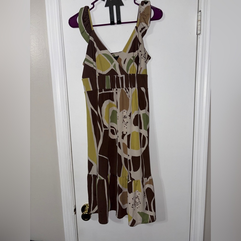 BCBGMaxAzria Brown sleeveless knee-length A-line dress size Small